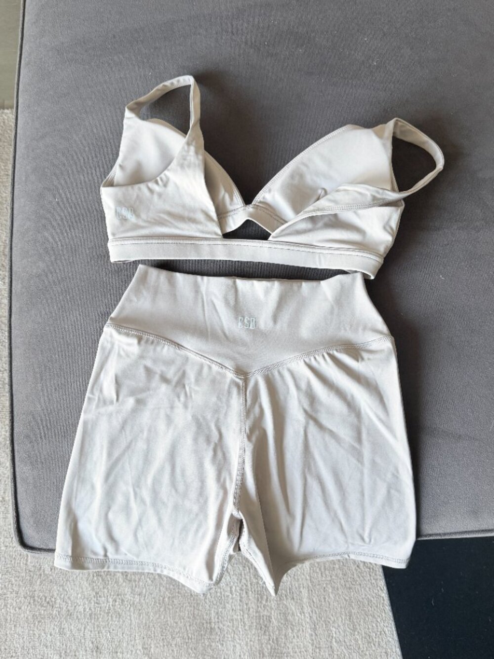 NWOT CSB Freedom Contour Top and Freedom Scrunch High-Waist Short Set - Almond - Picture 10 of 10